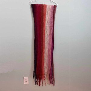 Red Pink Purple large hole knit scarf